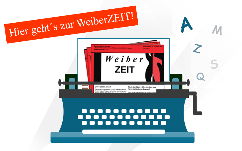 Veröffentlichungen - Grafik: Eine Schreibmaschine, mit der die WeiberZEIT geschrieben wird.