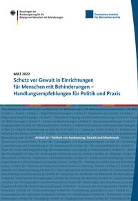 Titelbild der Handlungsempfehlungen: Schutz vor Gewalt in Einrichtungen für Menschen mit Behinderungen