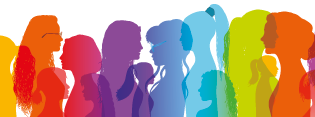 Frauenprofile in verschiedenen Farben