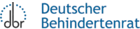 Logo des Deutschen Behindertenrats: Halbkreis von vielen Punkten über den Buchstaben dbr