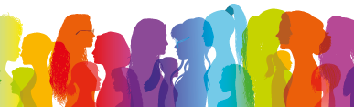 Frauenprofile in verschiedenen Farben