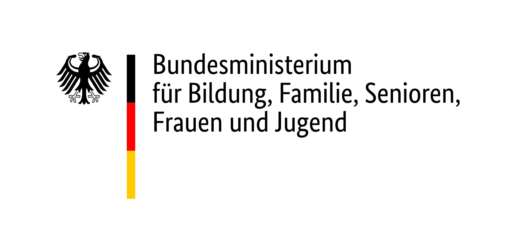 Logo: Bundesministerium für Bildung, Familie, Senioren, Frauen und Jugend, mit Bundesadler und schwarz-rot-goldenem Balken