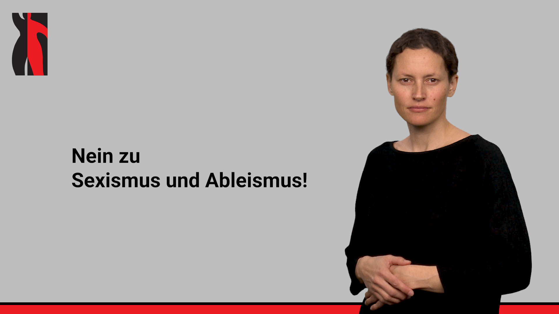 Startbild zum Gebärdensprachvideo Nein zu Sexismus und Ableismus